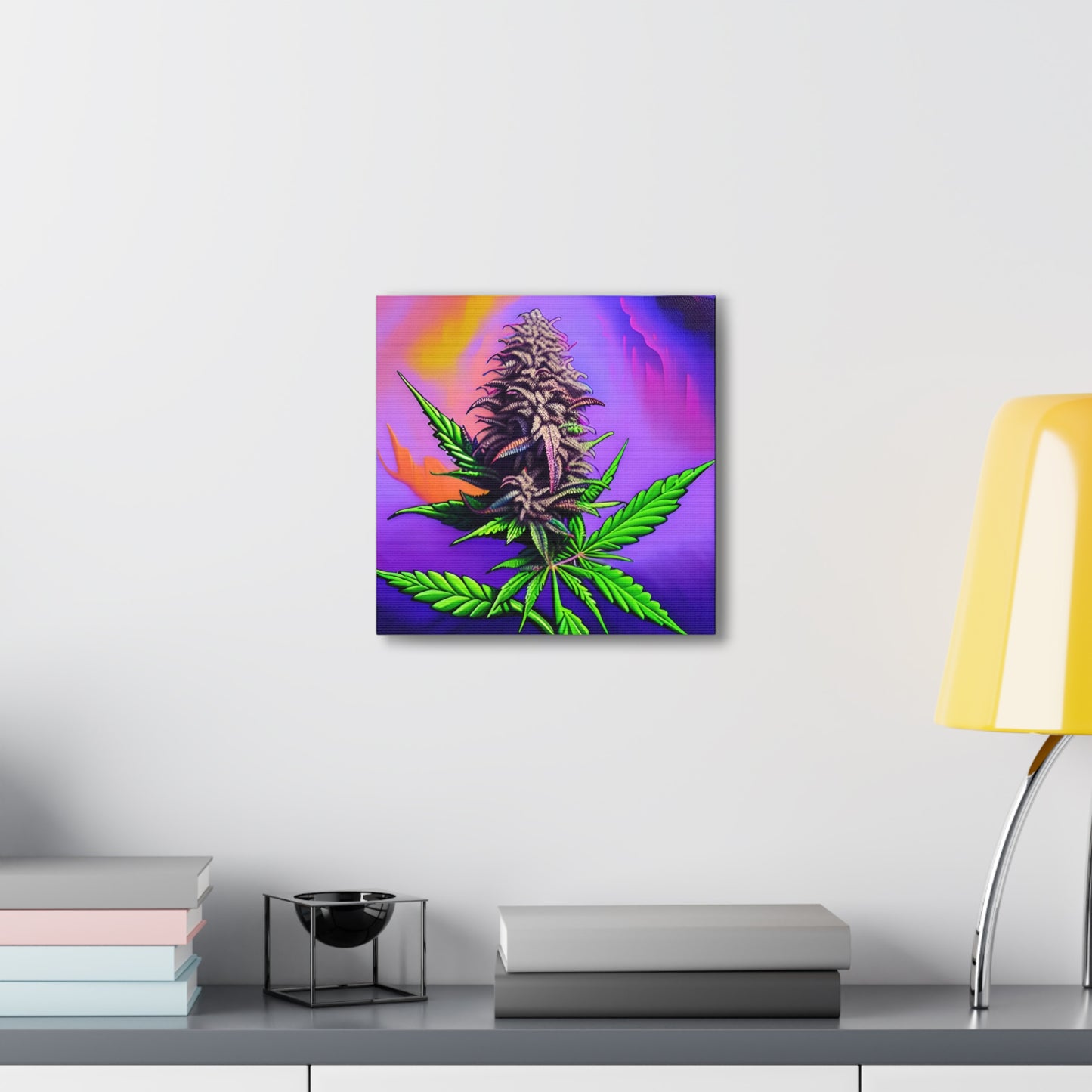 Cannabis Bud Wall Art No. 2 - Square 12" x 12" Wall Hanging Artwork Gift with AI Generated 420 Weed Art - Transform Your Space!