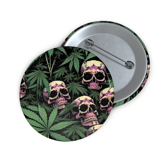 Cannabis & Skulls Pin No. 3 - Embrace the Bold Fusion of Art and Fashion! with this Cool 420 Weed Gift Pin! - Available in 3 Sizes