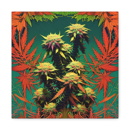 Cannabis Bud Wall Art No. 4 - Square 12" x 12" AI-Generated Weed-Inspired 420 Wall Hanging Artwork - Decorate Your Space!