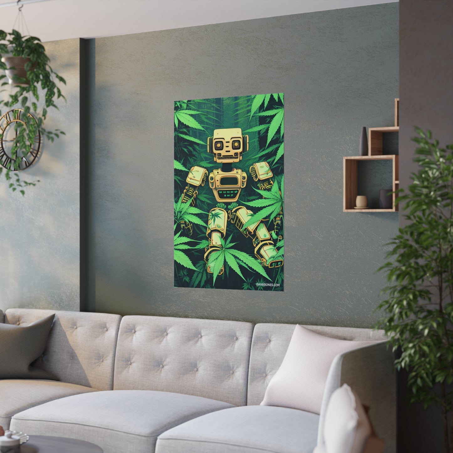 Cannabis Robot Poster No. 2 - Unleash Your Space with Futuristic 420 Cannabis Vibes!